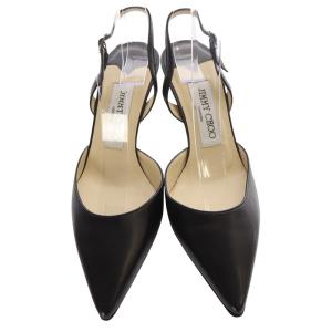 JIMMY CHOO ストラップ パンプス レザー ピンヒール 34.5 21.5cm 黒 ブラック