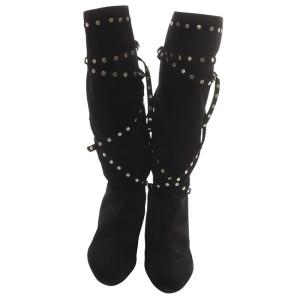 JIMMY CHOO ジミーチュウ スタッズ装飾スエードロングブーツ 34.5 21.5cm 黒 ブラック /SR3