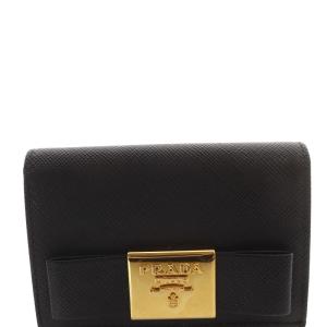 PRADA サフィアーノ カードケース リボン 黒 ブラック