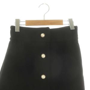 miumiu ウールミニスカート 台形 パールボタン 38 S 黒 ブラック