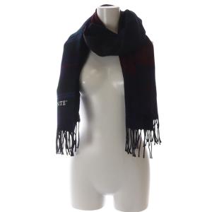 IL BISONTE マフラー チェック ウール フリンジ 紺 ネイビー カーキ 赤 レッド