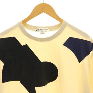 Y-3 Varsity SS Tee プリント Tシャツ 半袖 XL ベージュ 紫 黒