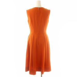 FOXEY NEW YORK ノースリーブワンピース プリーツ 膝丈 38 S オレンジ 32868