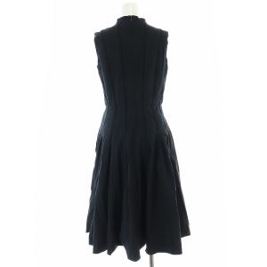 EPOCA ノースリーブ ワンピース ロング Vネック ミモレ タック 38 M 黒 ブラック /AT OS