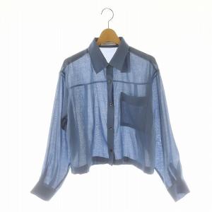 タグ付き 24SS シアーショートSHT シャツ 短丈 長袖 青 ブルー