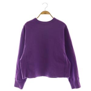 カットオフ クルーネック スウェット カットソー 長袖 コットン XS 紫 パープル /NR OS
