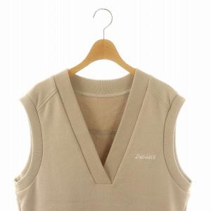 BORDERS at BALCONY タグ付き ノースリーブスウェット ベスト 刺繍 38 M ベージュ /KO OS