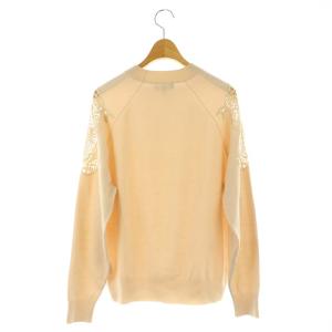 Theory LACE COMBI EVIAN STRETCH 肩レースニット セーター 長袖 クルーネック S ライトベージュ
