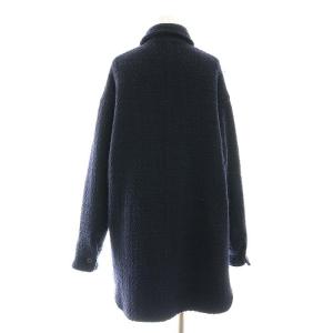 MUSE de Deuxieme Classe ツイードシャツジャケット ロング ステンカラー 総裏地 紺 ネイビー /DO OS