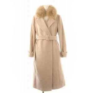 ファー付ベルテッドコート アウター ベルト付き ウール 0 XS ピンクベージュ /YQ OS