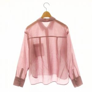 JUSGLITTY シアーショートシャツ ブラウス 長袖 フロントボタン 1 S ダスティーピンク /YQ OS