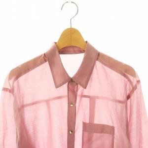 JUSGLITTY シアーショートシャツ ブラウス 長袖 フロントボタン 1 S ダスティーピンク /YQ OS