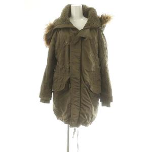 ボア モッズコート アウター フルジップ フード付き F カーキ 緑 グリーン /YQ OS