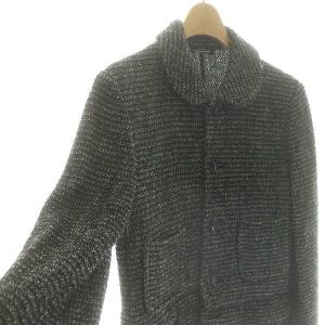Tao ツイード ジャケット ブレザー シングル ウール F 黒 ブラック 白 ホワイト /YQ OS