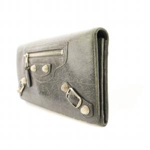 BALENCIAGA ジャイアントマネー 長財布 レザー ベルト グレー 233599