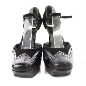 GUCCI パンプス アンクルストラップ  エナメル 36C 黒 /MM OF