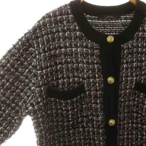 JOURNAL STANDARD relume 24AW TWEEDYニットジャケット ツイード ノーカラー F 黒 白 ブラック ホワイト
