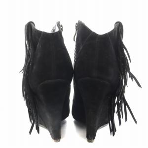 TORNADO MART ブーティ フリンジ ウェッジソール スエード M 黒 ブラック /AN24 OF