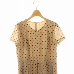 TO BE CHIC 24AW スパンドットプリント ワンピース ロング丈 マキシ丈 半袖 水玉柄 38 M ベージュ 黒 ブラック