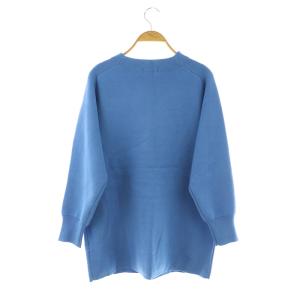 SHIPS any ニット セーター 長袖 クルーネック ストレッチ オーバーサイズ ONE 青 ブルー