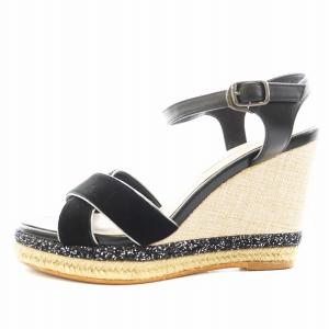 DIANA サンダル ストラップ ウェッジソール M ベージュ 黒 ブラック /AN18 OF