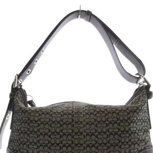 COACH ミニシグネチャー ショルダーバッグ ハンドバッグ 切替 黒 ブラック グレー F10945