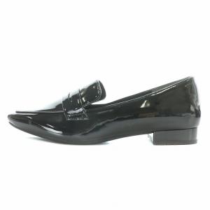 himiko レインコインローファー 雨靴 スクエアトゥ ローヒール エナメル 24cm 黒 ブラック 634102