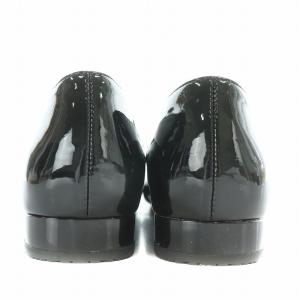 himiko レインコインローファー 雨靴 スクエアトゥ ローヒール エナメル 24cm 黒 ブラック 634102