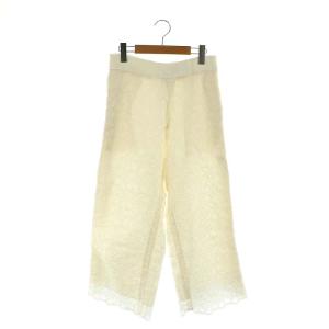 フラワーレースパンツ ボトムス ジップフライ リネン 36 S 白 ホワイト /YQ OS