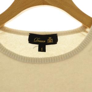 Drawer クルーネックショートスリーブ トップス カシミア ニット カットソー 五分袖 1 ライトベージュ