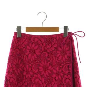 Drawer レース サイドリボン スカート ロング丈 ミモレ丈 ラップ タイト コットン 36 S ピンク /YQ