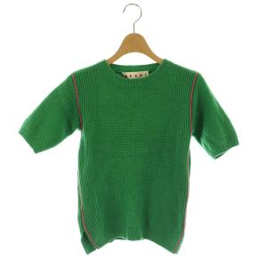 ウールカシミヤ半袖ニット セーター クルーネック イタリア製 40 緑 グリーン /MY OS