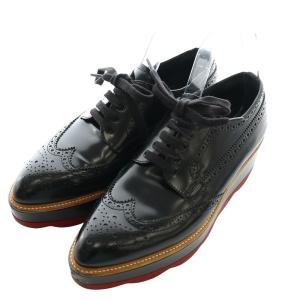 PRADA ビジネスシューズ 38 ブラック レッド