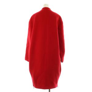 Loungedress GALLARDAGALANTE ダブルボタンロングコート ノーカラー ウール 裾ジップ F 赤 レッド /MY OS SH