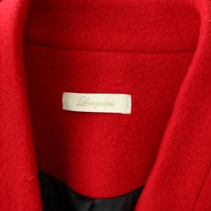 Loungedress GALLARDAGALANTE ダブルボタンロングコート ノーカラー ウール 裾ジップ F 赤 レッド /MY OS SH