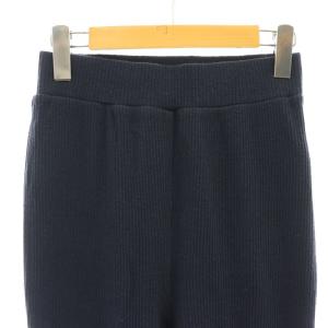 L'Appartement RIB KNIT PT パンツ フレア ニット リブ コットン 34 紺 ネイビー