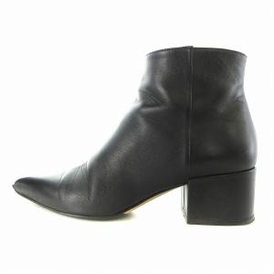 Sergio Rossi ショートブーツ レザー ポインテッドトゥ チャンキーヒール A85400 36 黒 ブラック イタリア製