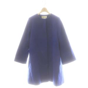 Aラインノーカラーミドル丈 コート ウール 36 ロイヤルブルー /MI OS