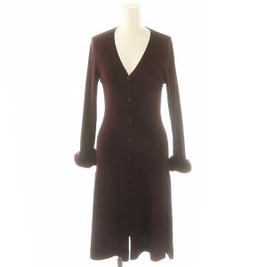 ファーロングニットカーディガン 長袖 フェイクファー F ボルドー /MI OS