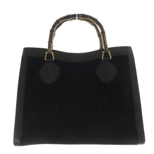 GUCCI バンブー スエード ハンドバッグ トートバッグ 切替 黒 ブラック