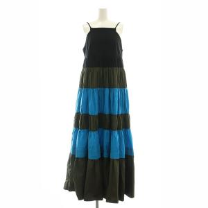 23SS COLOR BLOCK TIERED CAMI OP キャミワンピース ロング マキシ丈 ノースリーブ トライカラー