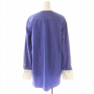 IENA 22AW クレリックバンドカラーロングシャツ 長袖 青 白 ブルー ホワイト