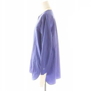 IENA 22AW クレリックバンドカラーロングシャツ 長袖 青 白 ブルー ホワイト