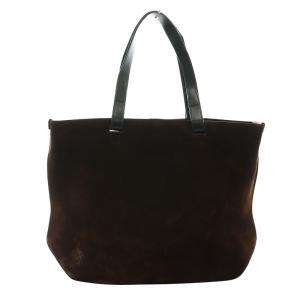 トートバッグ ロゴ型押し スエード 茶 ブラウン /AQ OS AD