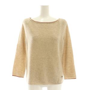 カシミヤニット セーター 七分袖 ボートネック 38 S ベージュ 32413 /KO OS