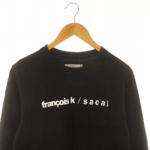 sacai クルーネックカットソー Tシャツ 長袖 プルオーバー  コットン 2 M 黒 ブラック