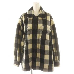 ブロックチェックシャツジャケット ウール 0 ブラック