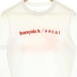 sacai プリントカットソー ロンT Tシャツ 長袖 0 白 ホワイト 赤 レッド 21-0229
