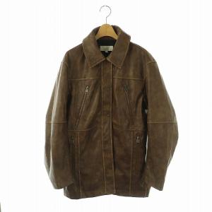 24AW LEATHER MIDDLE ジャケット ステンカラー 総裏地 レザー F 茶 ブラウン /DO