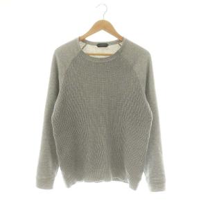 クルーネックリブニット スウェット プルオーバー 切替 長袖 M グレー /HK OS AD